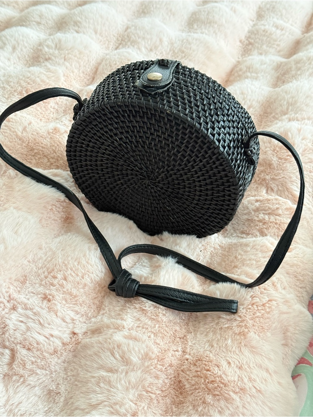 Bali bag Black Round Woven Crossbody Bag